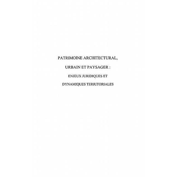 Patrimoine architectural urbain et paysa / Hors-collection, Collectif