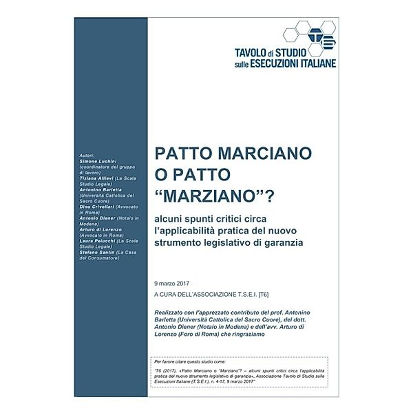 Patto Marciano o patto “marziano? Critici circa l’applicabilità pratica del nuovo strumento legislativo di garanzia, Federico Cecconi