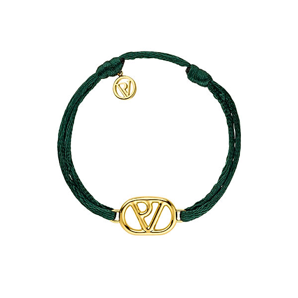 PAUL VALENTINE Armband Iconic Messing (Farbe: grün / 14K vergoldet)