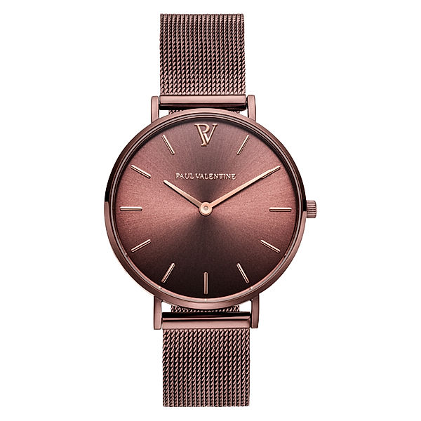 PAUL VALENTINE Armbanduhr Coffee Mesh Edelstahl (Farbe: coffee)