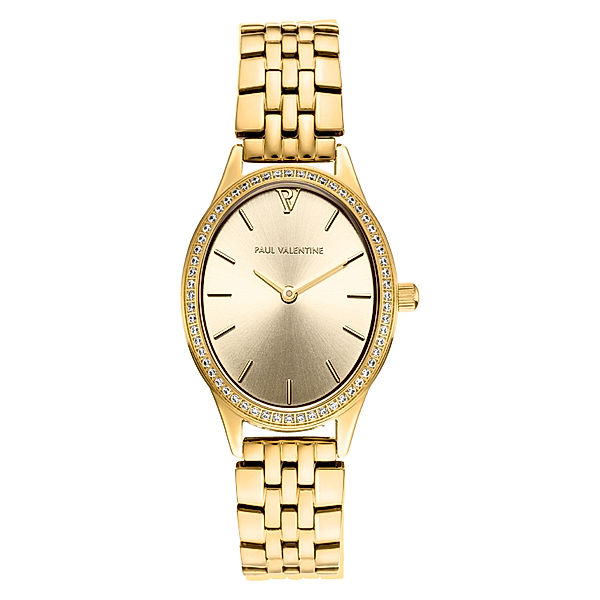 PAUL VALENTINE Armbanduhr „Iconic Oval“ Edelstahl (Farbe: gold)
