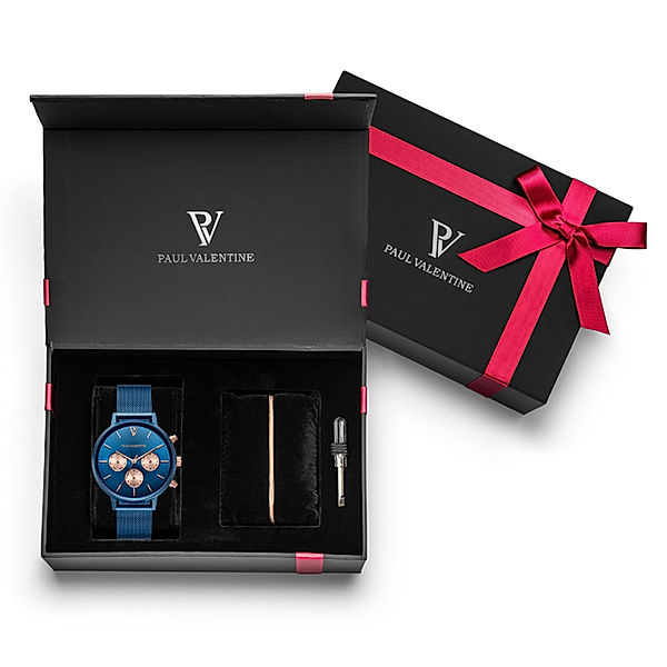 PAUL VALENTINE Geschenkbox Damen Armbanduhr & Bracelet