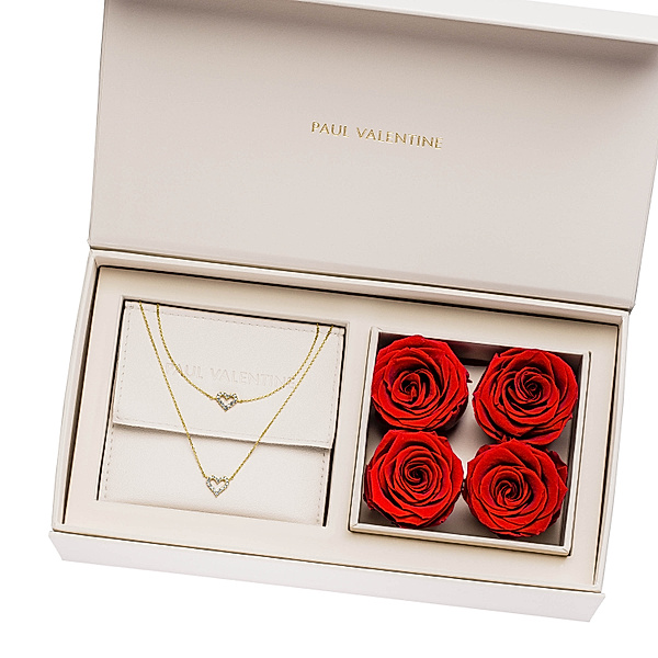 Paul Valentine Geschenkset Radiant Heart RoseboxMessing (Farbe: 14K vergoldet)