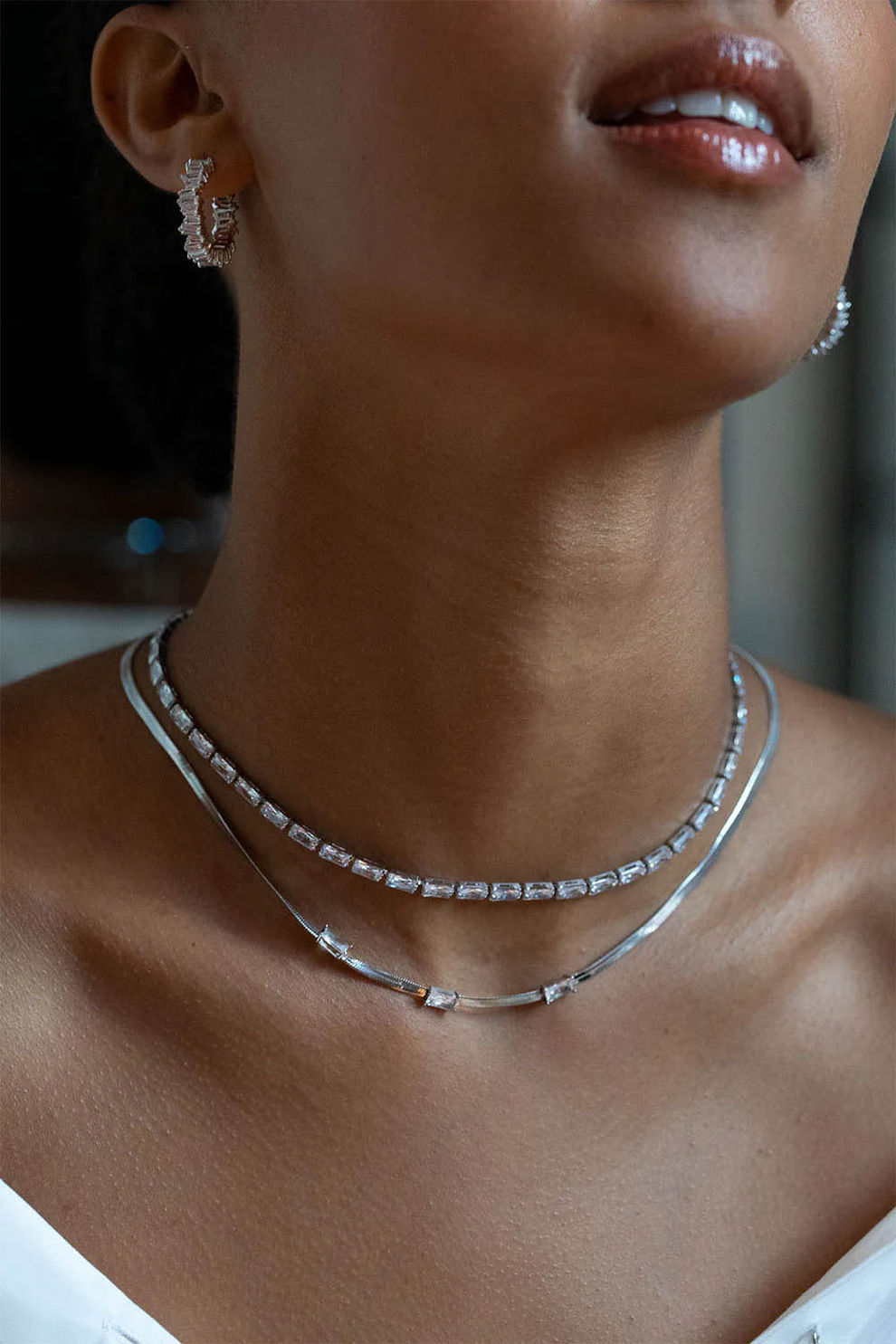 PAUL VALENTINE Halskette Sleek Baguette Necklace Edelstahl, silber |  Weltbild.de