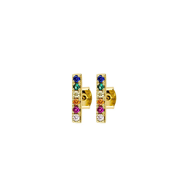 PAUL VALENTINE Ohrringe Rainbow Sparkle Studs Messing, 18K vergoldet