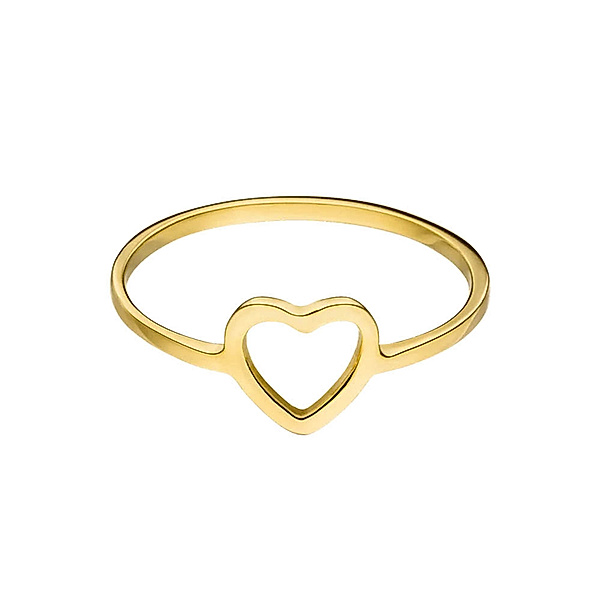 PAUL VALENTINE Ring Heart Ring Edelstahl (Farbe & Größe: gold, 54)