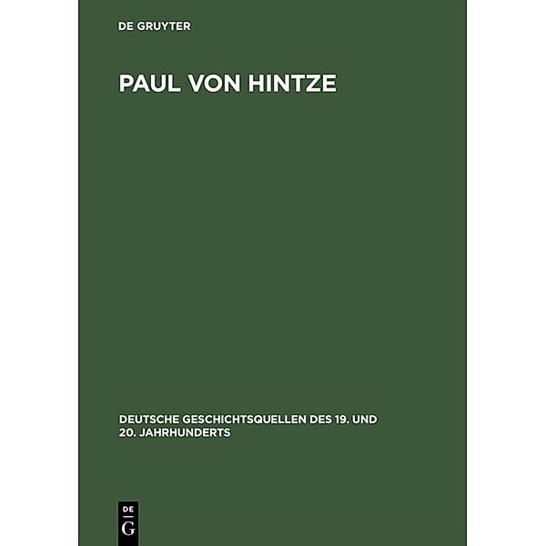 Paul von Hintze, Paul Von Hintze