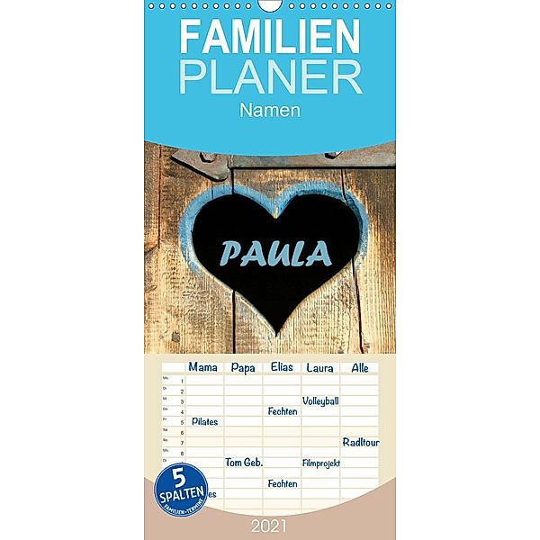 PAULA-Namenskalender - Familienplaner hoch (Wandkalender 2021 , 21 cm x 45 cm, hoch), Schnellewelten