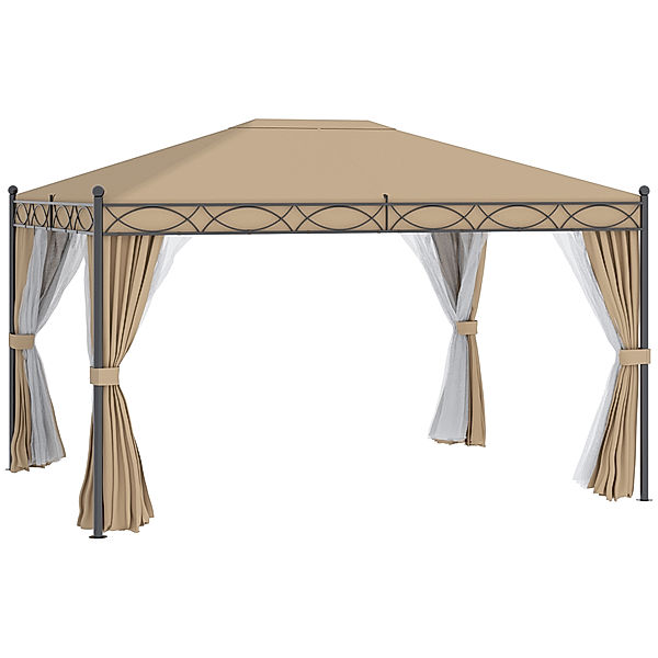 Pavillon mit Seitenwänden beige (Farbe: beige)