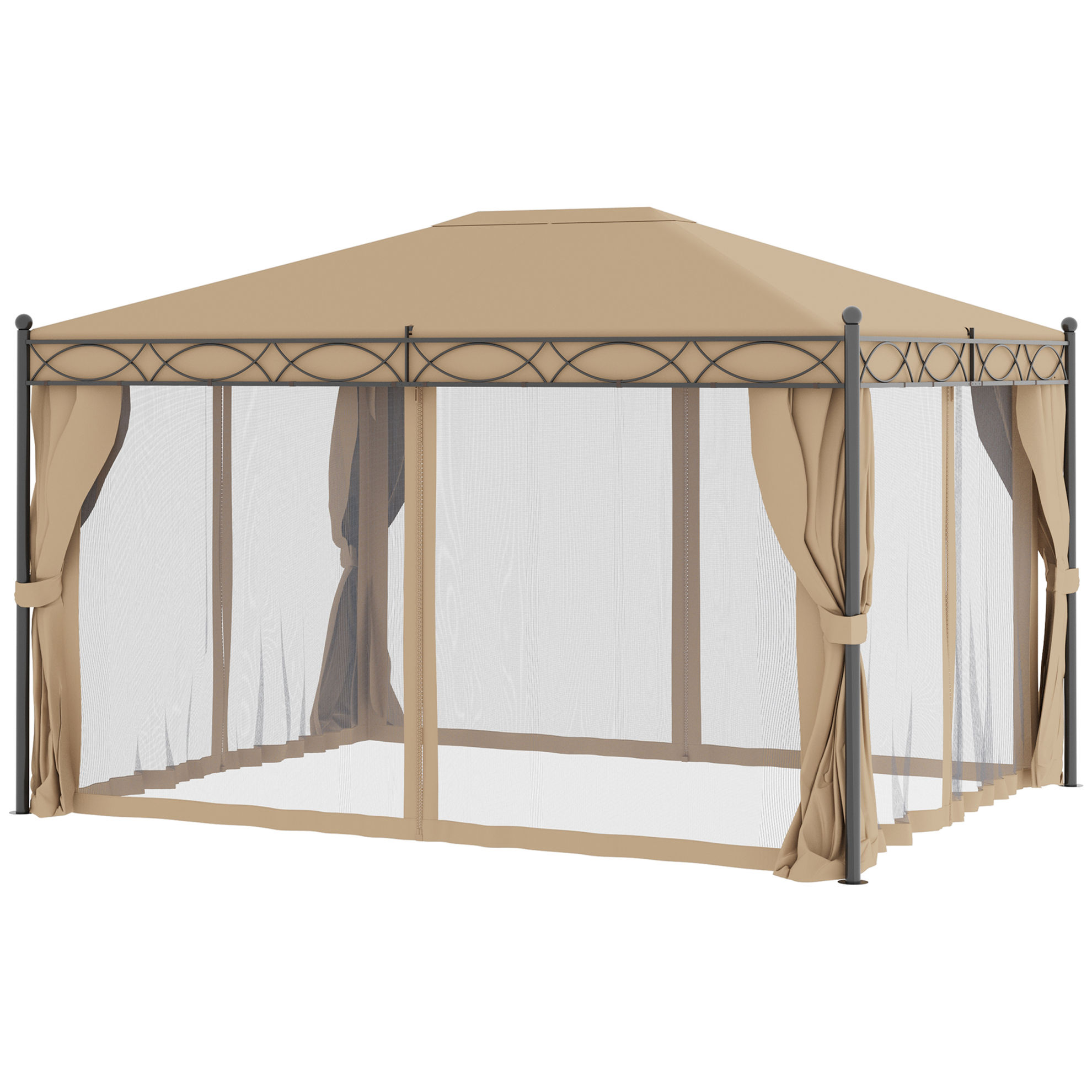 Pavillon mit Seitenwänden beige Farbe: beige