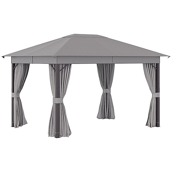 Pavillon mit Seitenwänden grau (Farbe: grau)