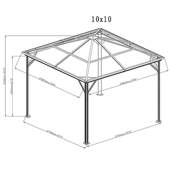 Pavillon Verona 10x10, 298x298x260 cm