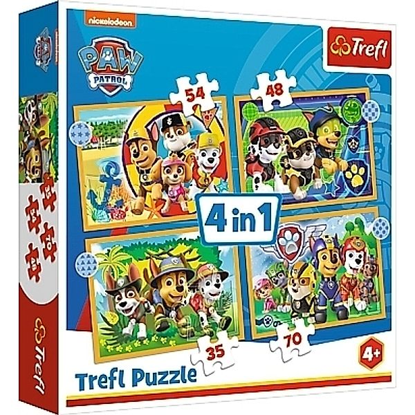 Trefl PAW Patrol, 4 in 1 Puzzle (Kinderpuzzle)