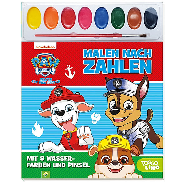 PAW Patrol Malen nach Zahlen - Mit 8 Wasserfarben und Pinsel, Schwager & Steinlein Verlag