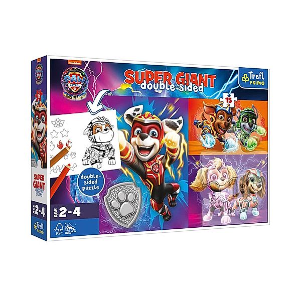 Trefl PAW Patrol - Primo GIANT Puzzle 15 Teile + Malvorlage Paw Patrol Film