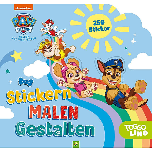 PAW Patrol Stickern, Malen, Gestalten. Mit 250 Stickern. Für Kinder ab 3 Jahren, Schwager & Steinlein Verlag