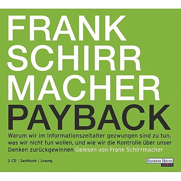 Payback, 2 Audio-CDs, Frank Schirrmacher