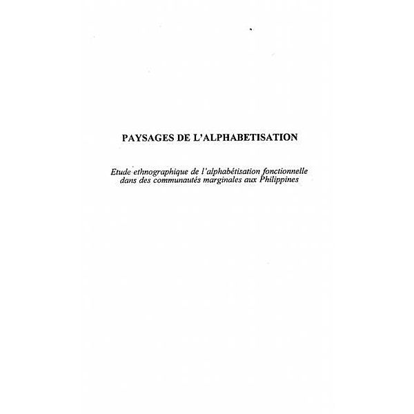 PAYSAGES DE L'ALPHABETISATION / Hors-collection, Maria Luisa Canieso-Doronila