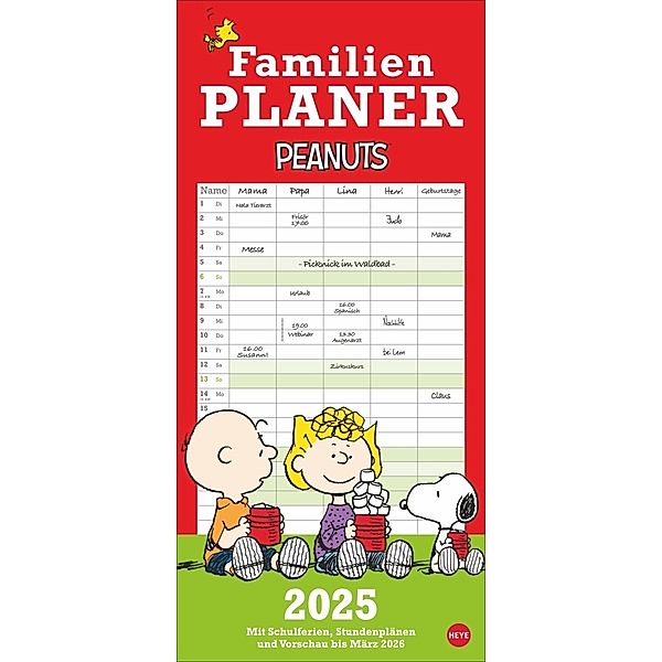 Peanuts Familienplaner 2025