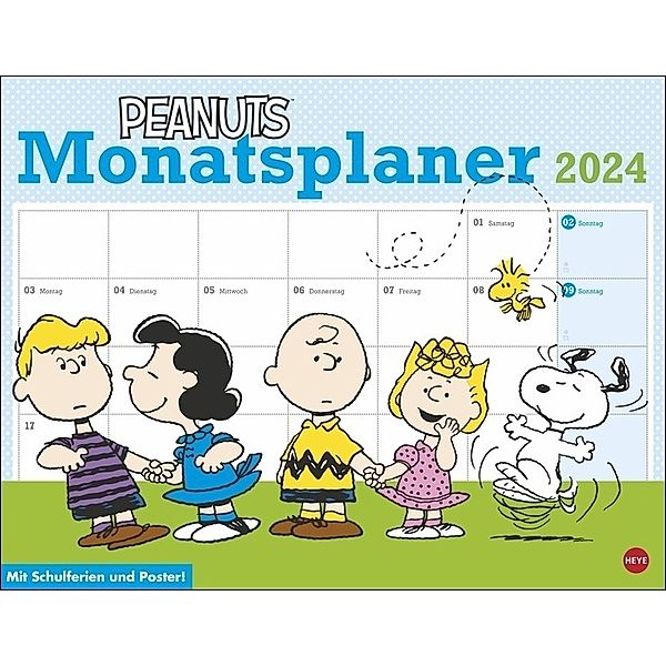 Peanuts Monatsplaner 2024. Praktischer Wandplaner mit den bekannten Peanuts-Comics. Kultiger Wandkalender zum Eintragen. Terminkalender mit lustigen Bildergeschichten.