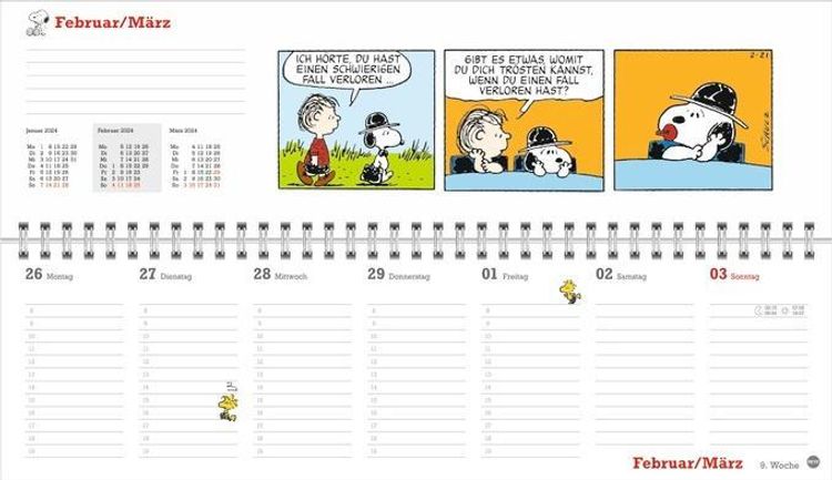 Peanuts Wochenquerplaner 2024. Kultiger Tischkalender für den Arbeitsplatz.  Spiral-Kalender mit Snoopy, Charlie Brown un - Kalender bestellen