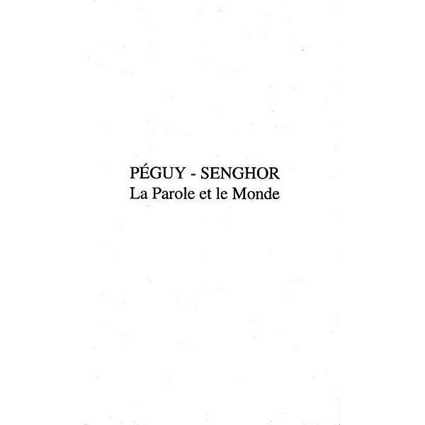 Peguy-Senghor / Hors-collection, Jean-Francois Durand