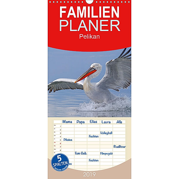 Pelikan-Kalender - Familienplaner hoch (Wandkalender 2019 , 21 cm x 45 cm, hoch), Gerald Wolf