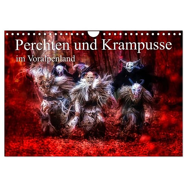 Perchten und Krampusse im Voralpenland (Wandkalender 2024 DIN A4 quer), CALVENDO Monatskalender, Manfred Fiedler