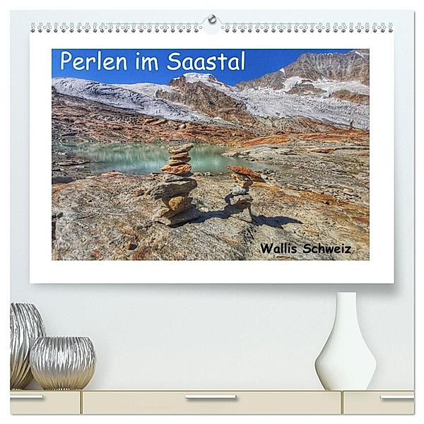 Perlen im Saastal Wallis Schweiz (hochwertiger Premium Wandkalender 2024 DIN A2 quer), Kunstdruck in Hochglanz, Susan Michel