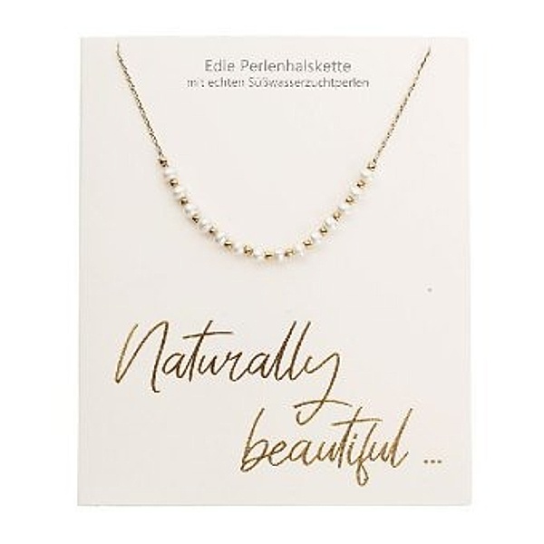 Perlenhalskette - Naturally beautiful - vergoldet, Crystals