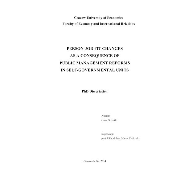 Person-Job Fit Changes As A Consequence Of Public Management Reforms In Self-Governmental Units, Omar Scharifi