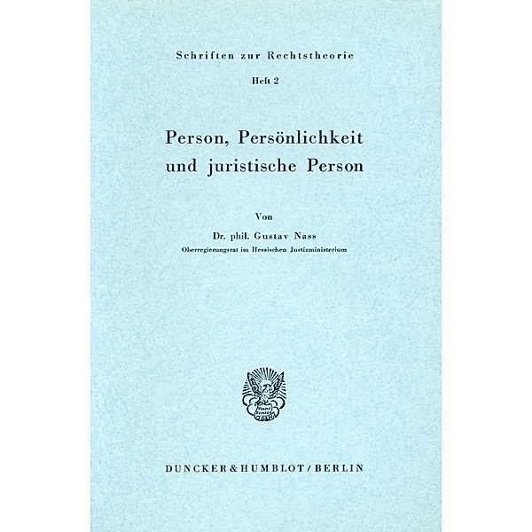 Person, Persönlichkeit und juristische Person., Gustav Nass