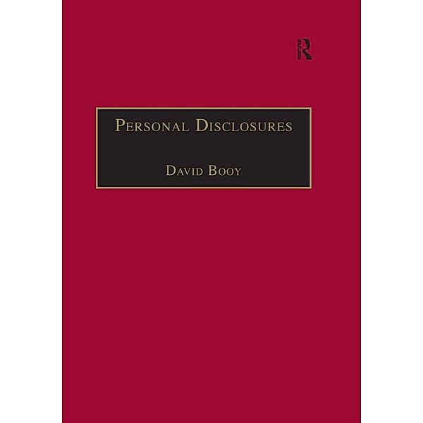 Personal Disclosures, David Booy