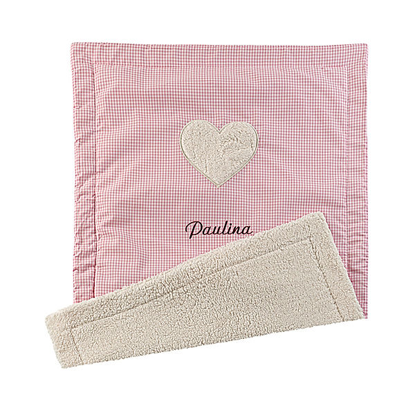 Lakaro Personalisierte Babydecke HERZ rosa (Farbe: pink)