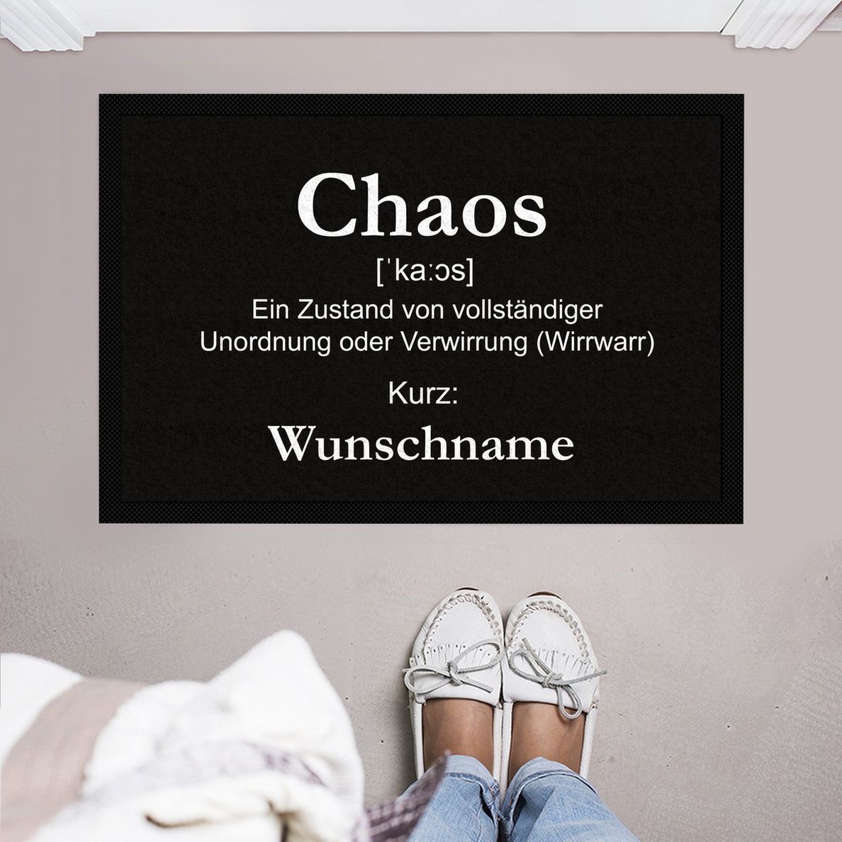 Personalisierte Fußmatte mit Namen Motiv: Chaos