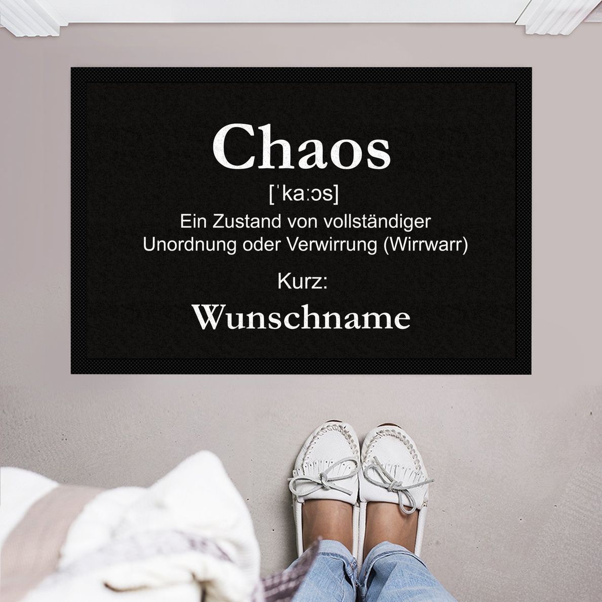 Personalisierte Fussmatte mit Namen Motiv: Chaos