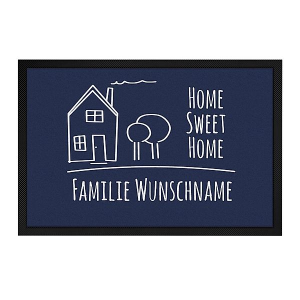 Personalisierte Fussmatte mit Namen Motiv: Home Sweet Home