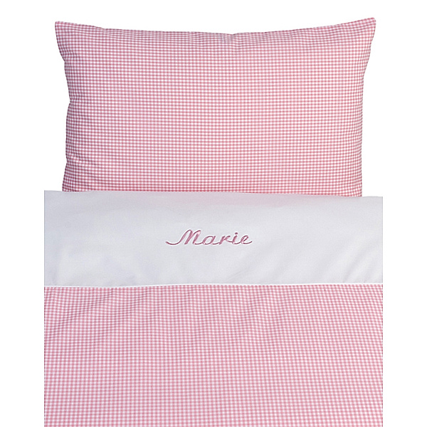 Lakaro Personalisierte Kinder-Bettwäsche NOSTALGIE rosa (Farbe: dunkelblau)