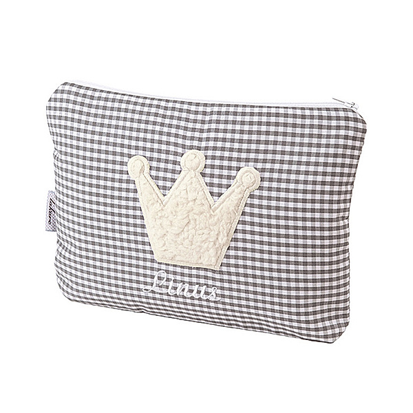 Lakaro Personalisierte Kulturtasche KRONE grau (Farbe: wollweiss)