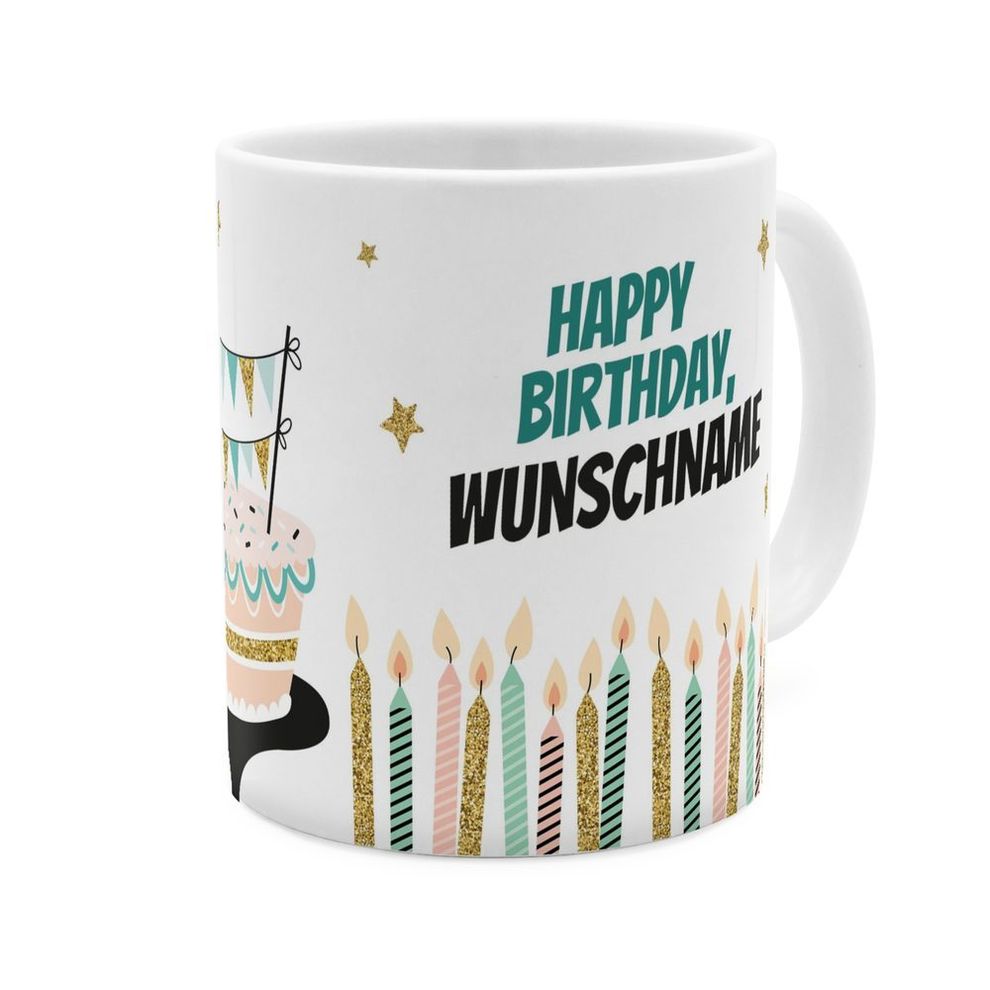 Personalisierte Panorama-Tasse, weiß Motiv: Happy Birthday | Weltbild.de
