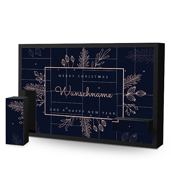 Personalisierter Adventskalender 24 Schachteln (Motiv: Floral Christmas Frame)