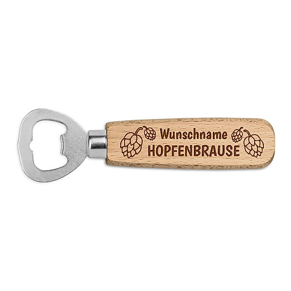 Personalisierter Flaschenöffner Holz (Motiv: Hopfenbrause)