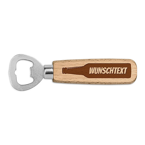 Personalisierter Flaschenöffner Holz (Motiv: Flasche)