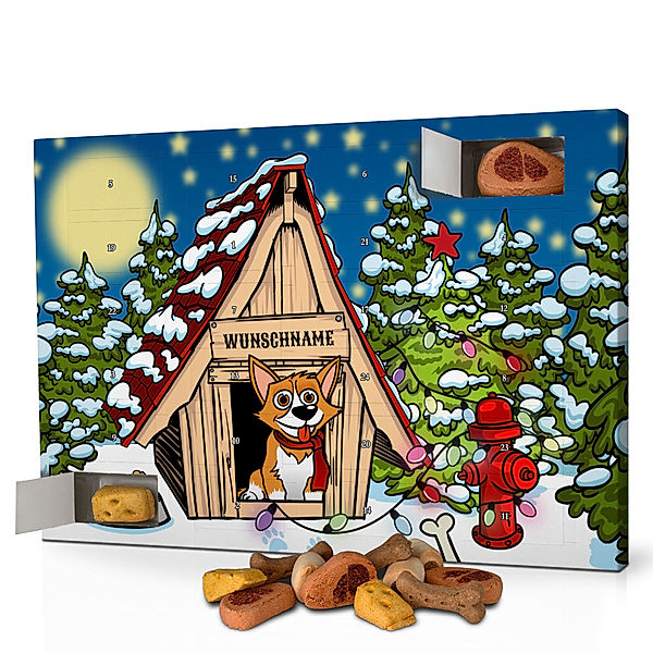 Personalisierter Hunde-Adventskalender (Motiv: Hundehütte)