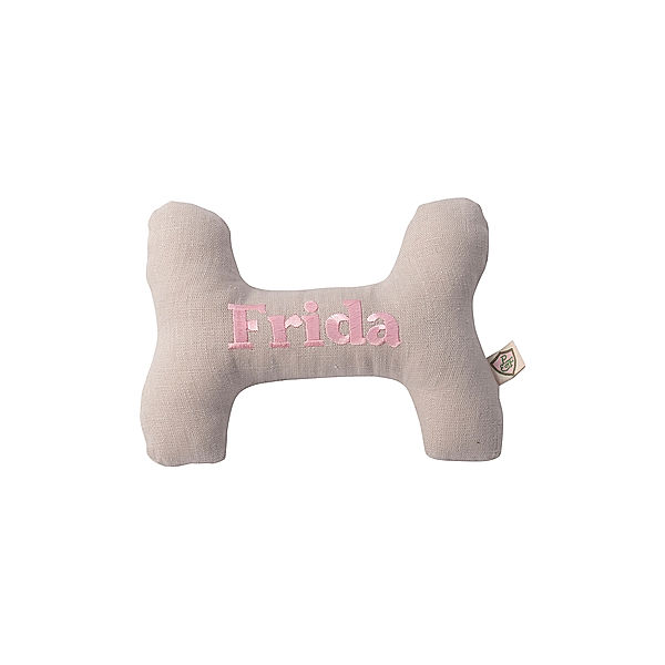 Personalisierter Hundeknochen LEINEN I hellgrau (Farbe: neon pink)