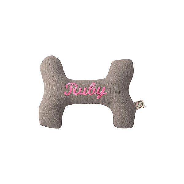 Personalisierter Hundeknochen LEINEN II latte (Farbe: neon pink)