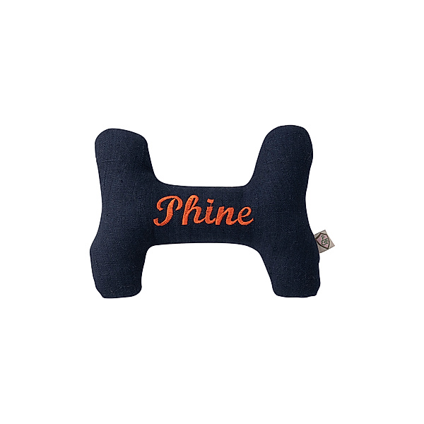 Personalisierter Hundeknochen LEINEN II oxfordblau (Farbe: himbeer)
