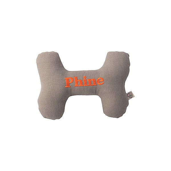 Personalisierter Hundeknochen LEINEN III latte (Farbe: orange)