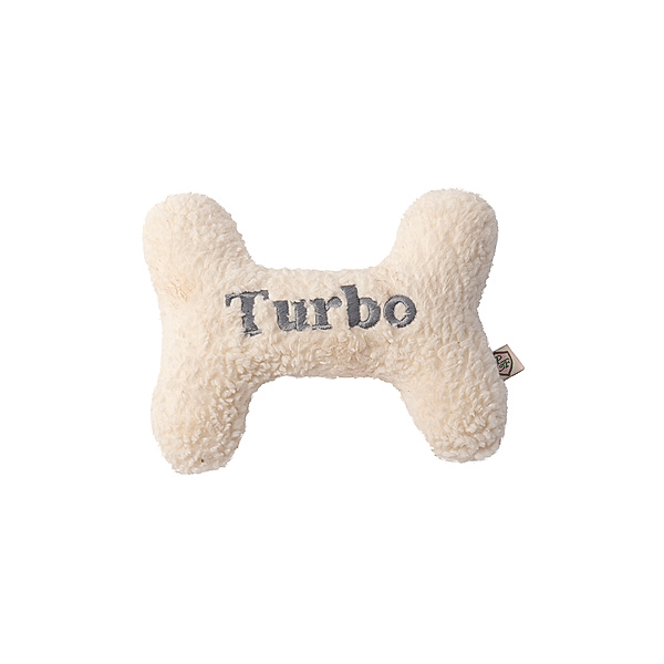 Personalisierter Hundeknochen TEDDY I beige (Farbe: himbeer)