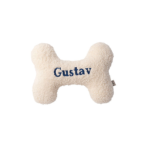 Personalisierter Hundeknochen TEDDY II beige (Farbe: weiß)